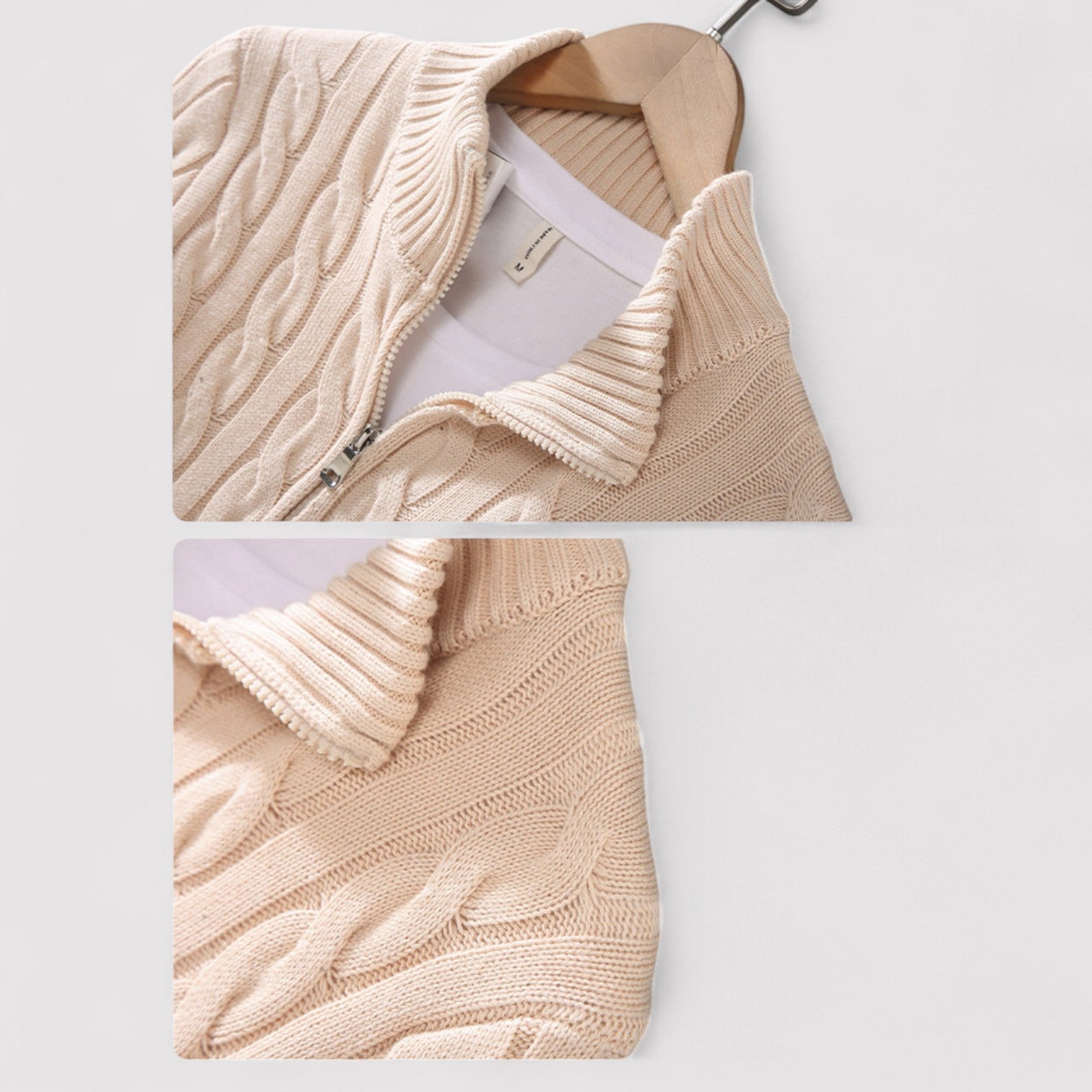 Lorenzi & Montague | The Bellamy – Cable Knit Zip Sweater