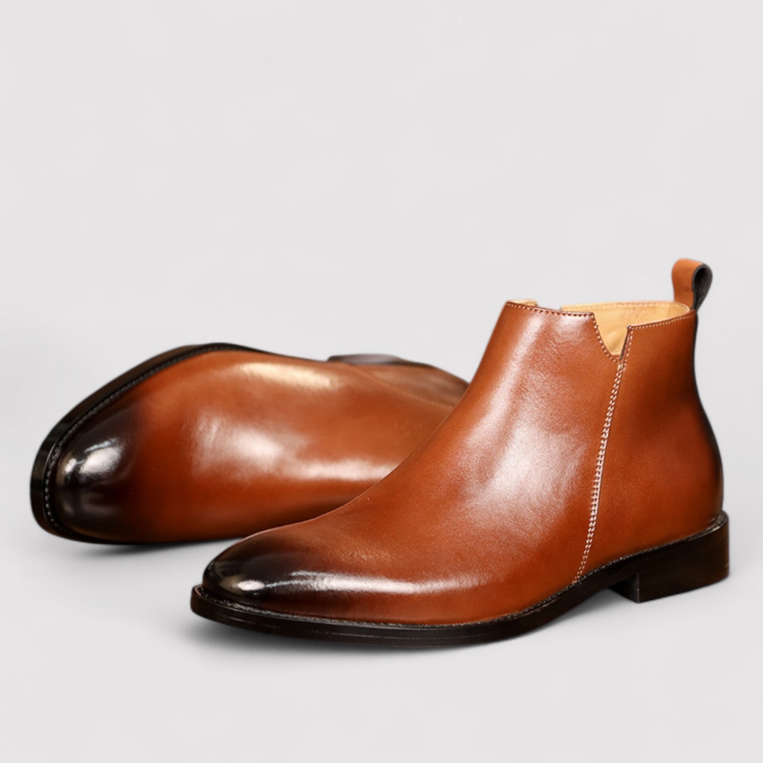 Lorenzi & Montague | The Alaric – Leather Zip Chelsea Boots
