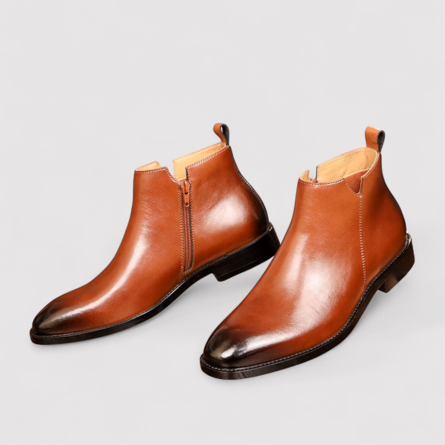 Lorenzi & Montague | The Alaric – Leather Zip Chelsea Boots