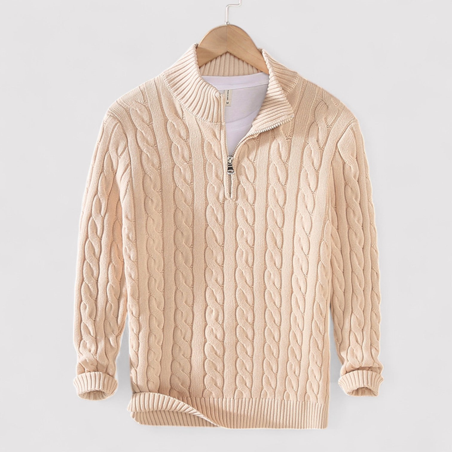 Lorenzi & Montague | The Bellamy – Cable Knit Zip Sweater