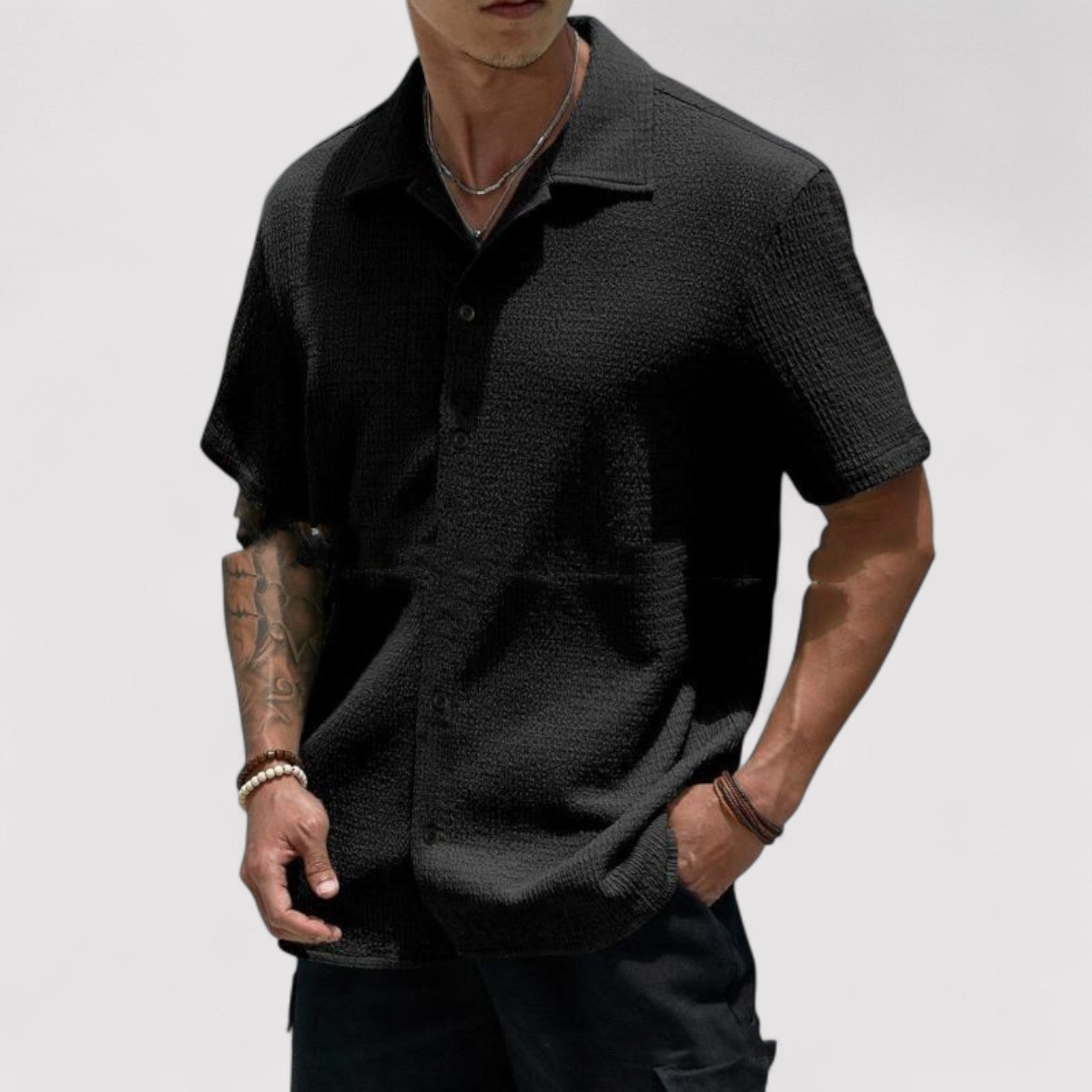 Lorenzi & Montague | The Ettore – Crinkled Button-Up Shirt