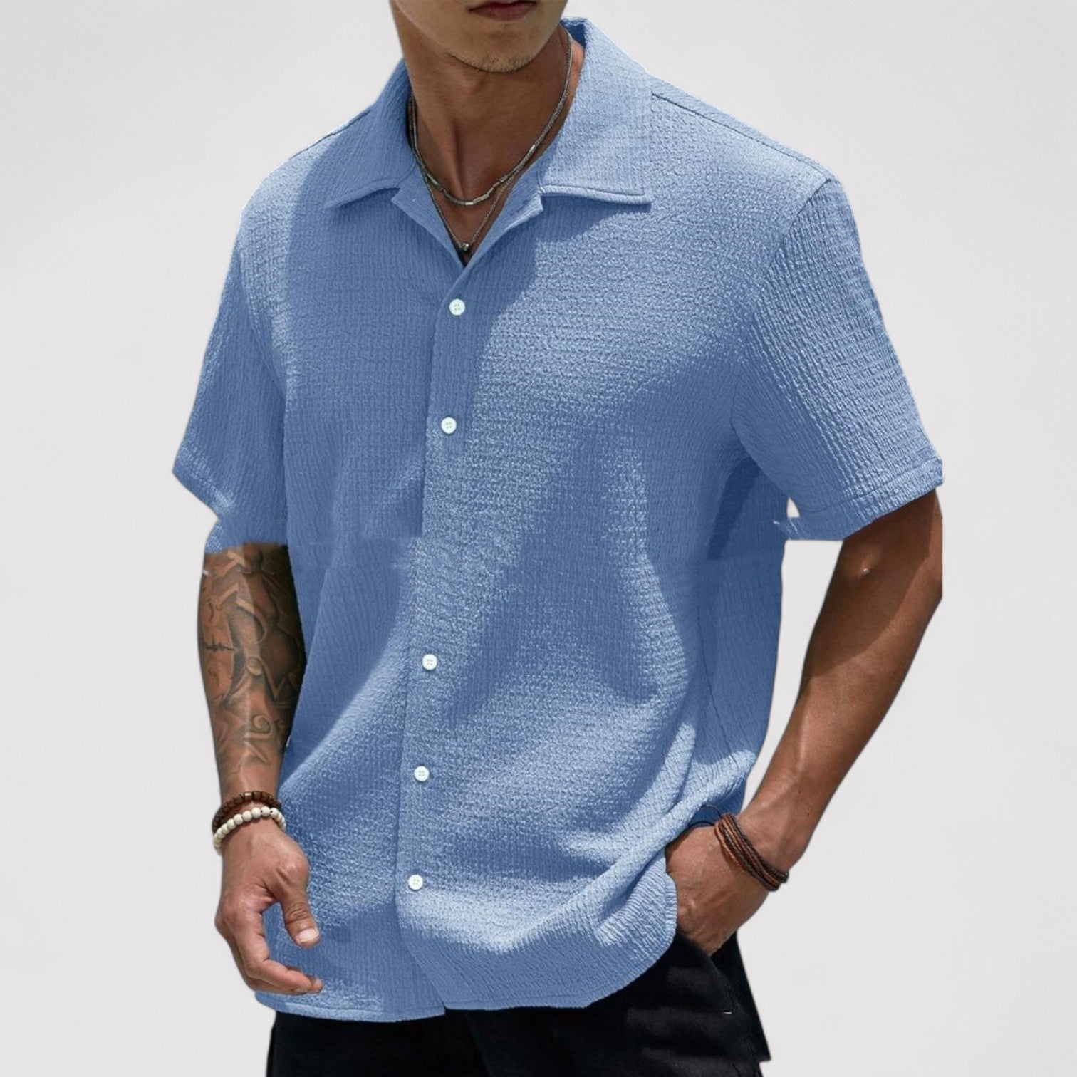 Lorenzi & Montague | The Ettore – Crinkled Button-Up Shirt