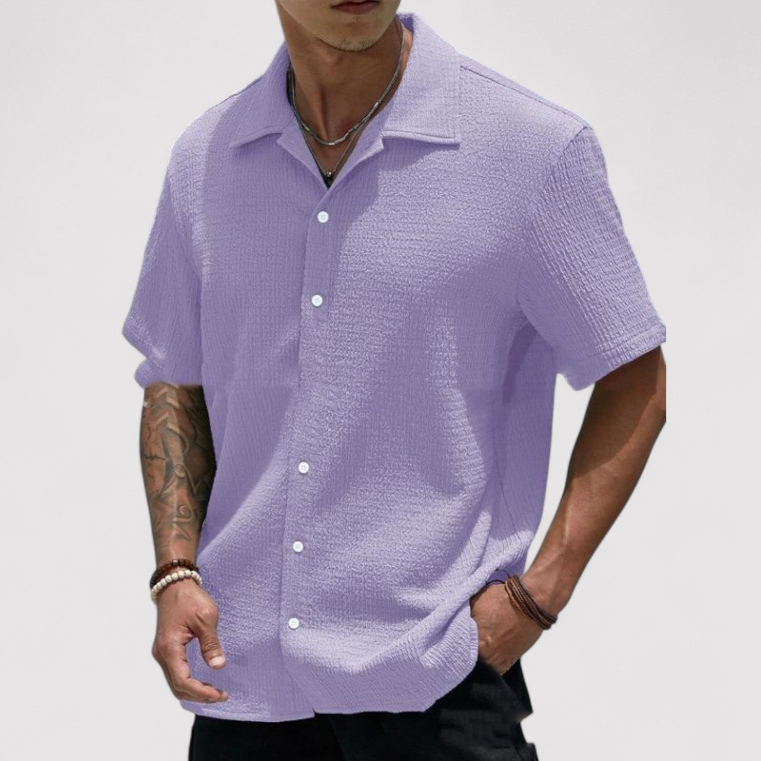 Lorenzi & Montague | The Ettore – Crinkled Button-Up Shirt