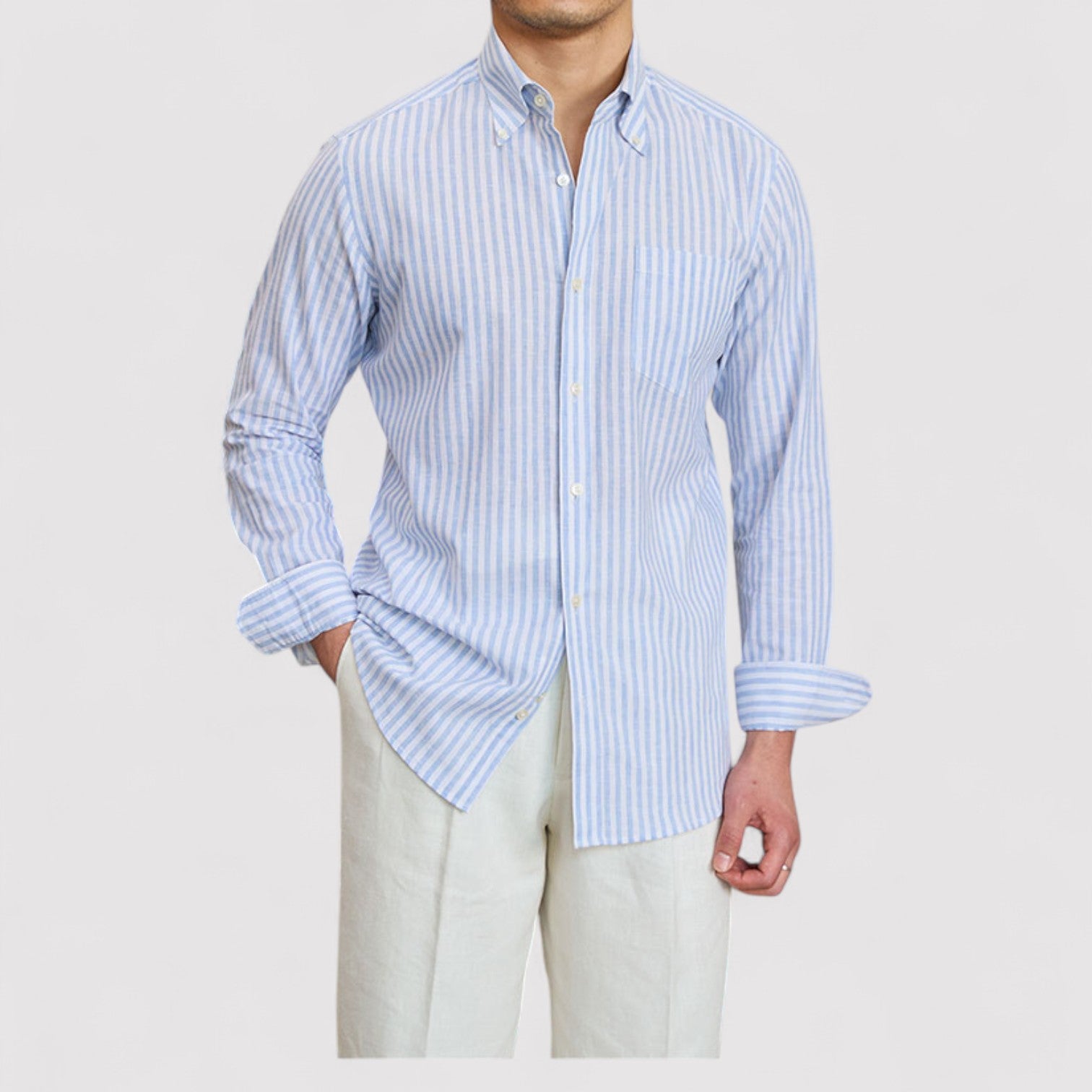 Lorenzi & Montague | The Gentry – Striped Cotton‑Linen Shirt