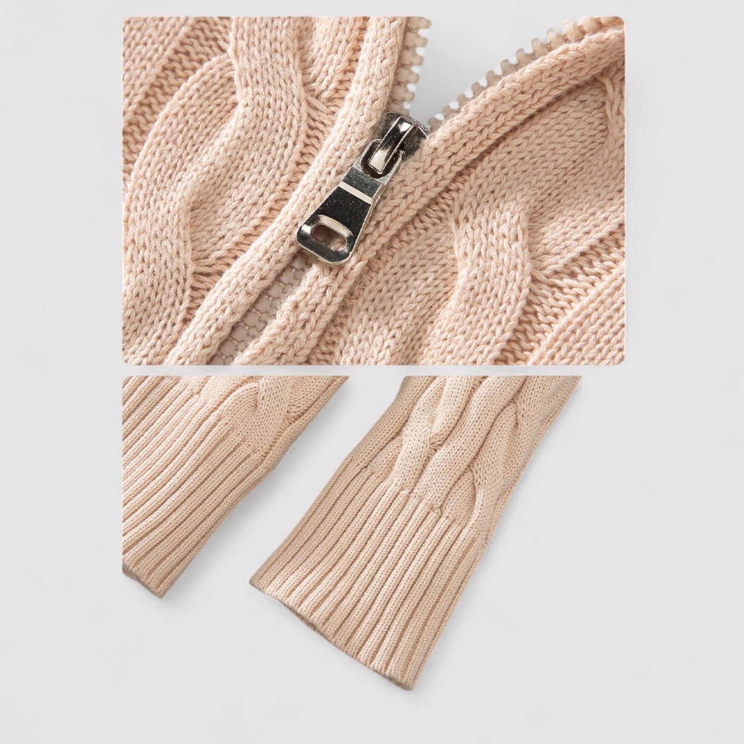 Lorenzi & Montague | The Bellamy – Cable Knit Zip Sweater