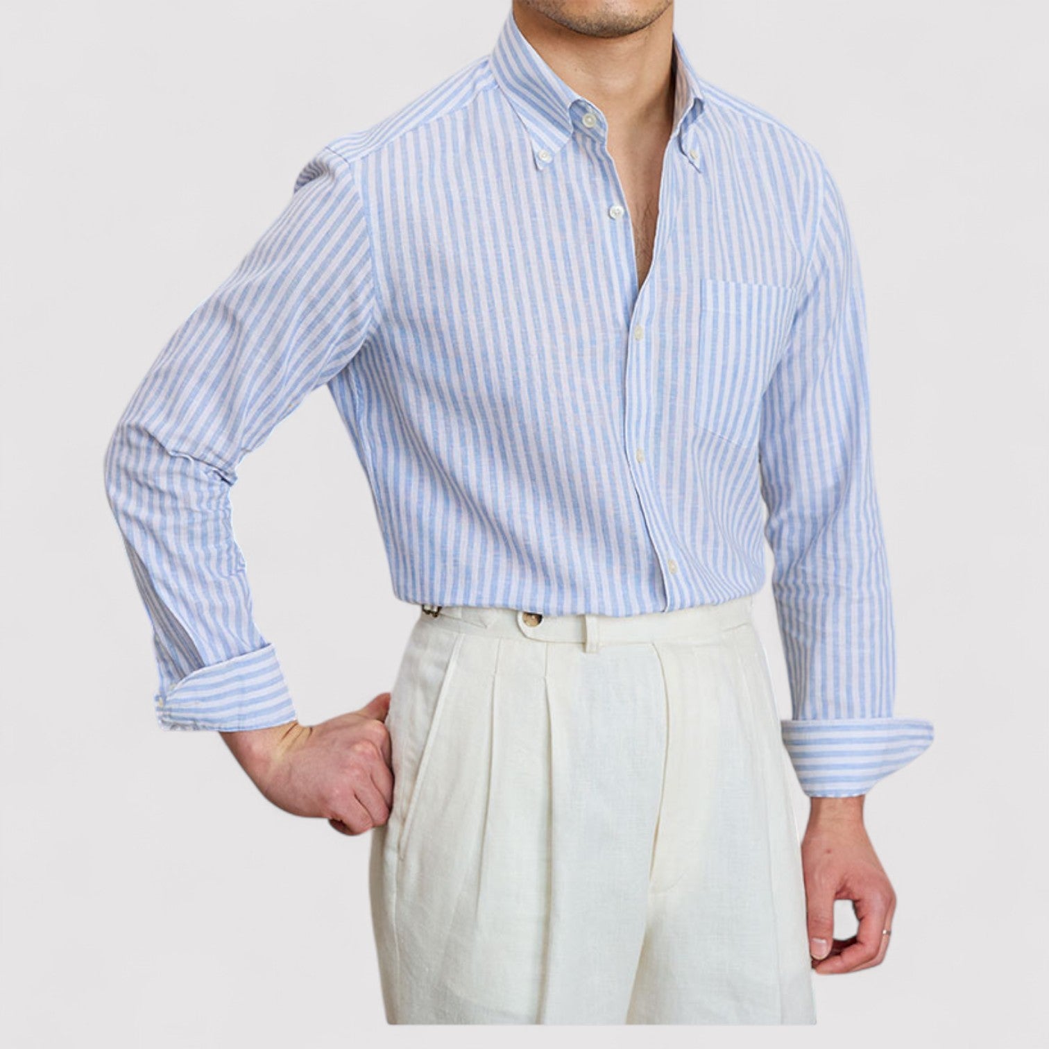 Lorenzi & Montague | The Gentry – Striped Cotton‑Linen Shirt