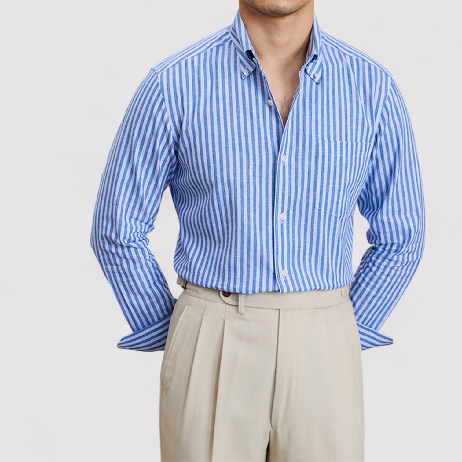 Lorenzi & Montague | The Gentry – Striped Cotton‑Linen Shirt