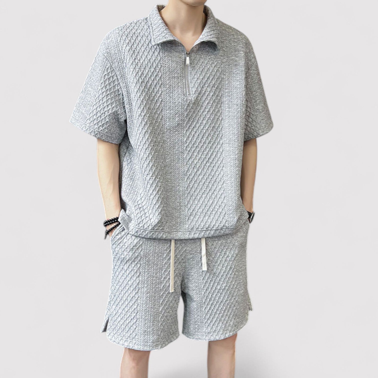 Lorenzi & Montague | The Calvino – Textured Polo Short Set