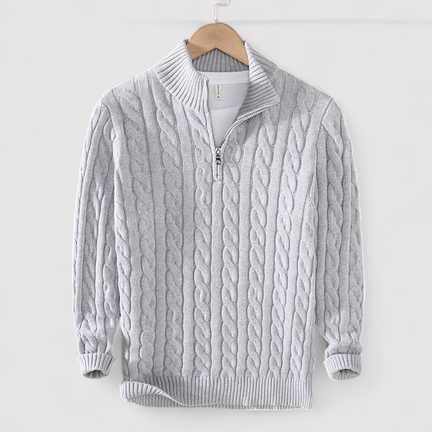 Lorenzi & Montague | The Bellamy – Cable Knit Zip Sweater