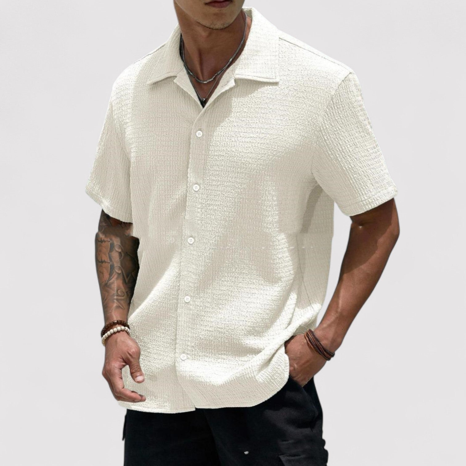 Lorenzi & Montague | The Ettore – Crinkled Button-Up Shirt