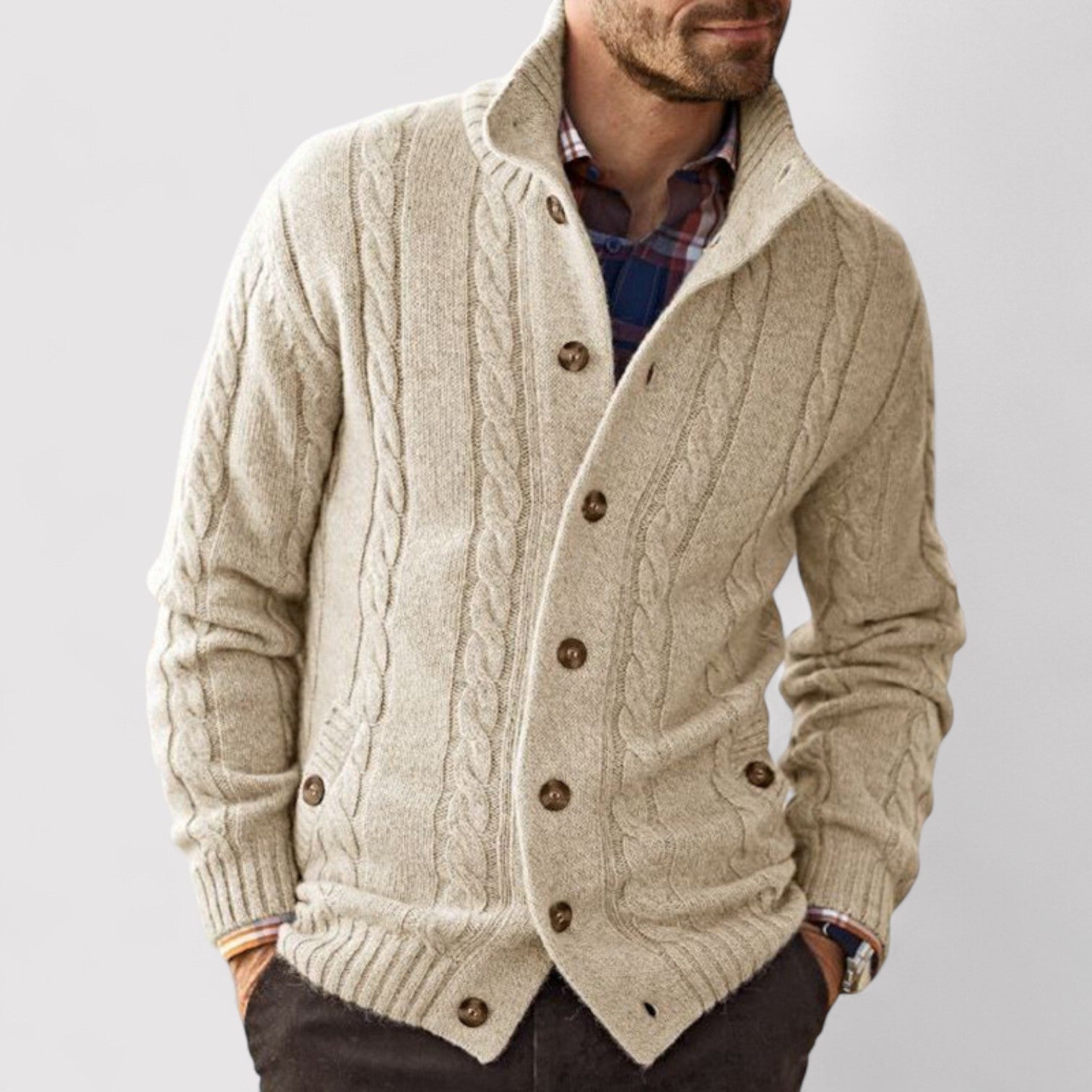 Lorenzi & Montague | The Alaric – Cable Knit Cardigan