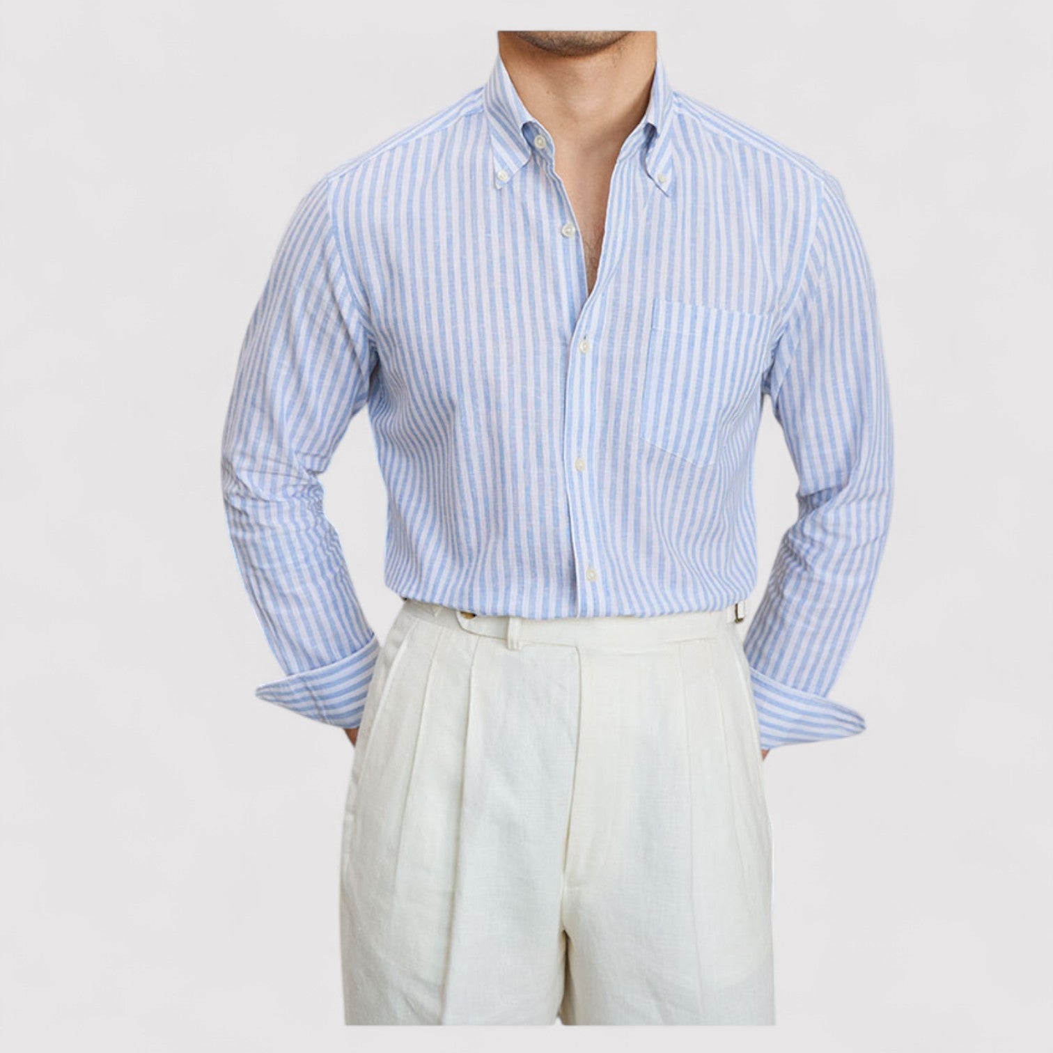 Lorenzi & Montague | The Gentry – Striped Cotton‑Linen Shirt