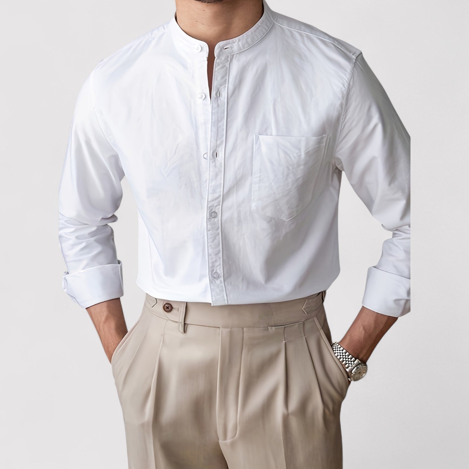 Lorenzi & Montague | The Modena – Band Collar Shirt