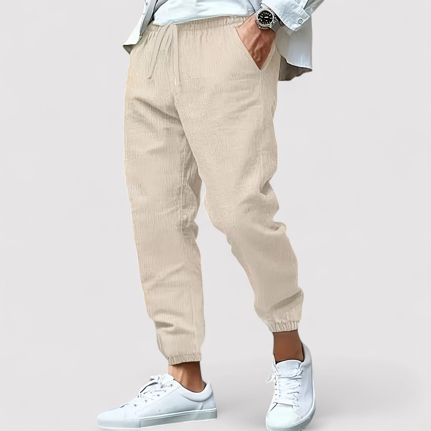 Lorenzi & Montague | The Fausto – Cotton-Linen Jogger Trousers